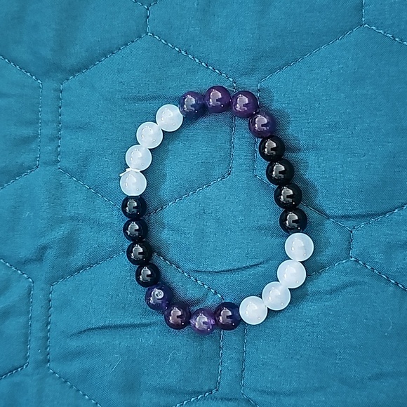 PAIN RELIEF Natural Stone Bracelet ~ Amethyst, Rainbow Obsidian, Angelite - Picture 3 of 11